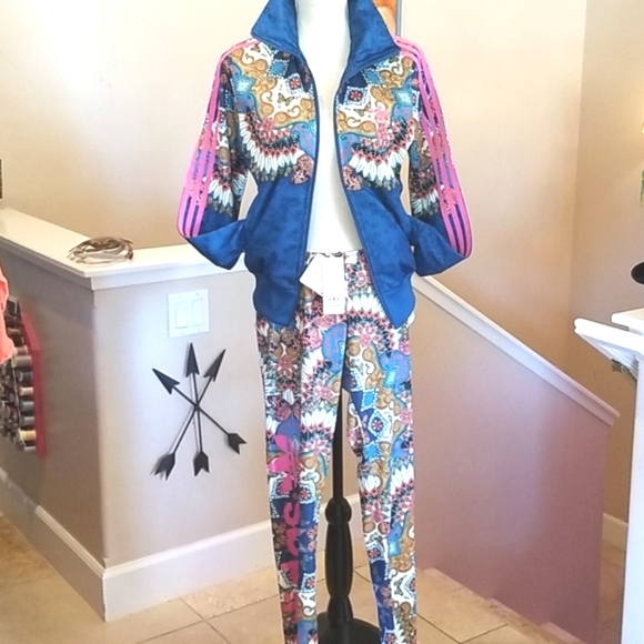 ADIDAS × FARM RIO Blue BORBOMIX Collector ZIPS Track Jacket & Leggings SET NWT S - Picture 2 of 16